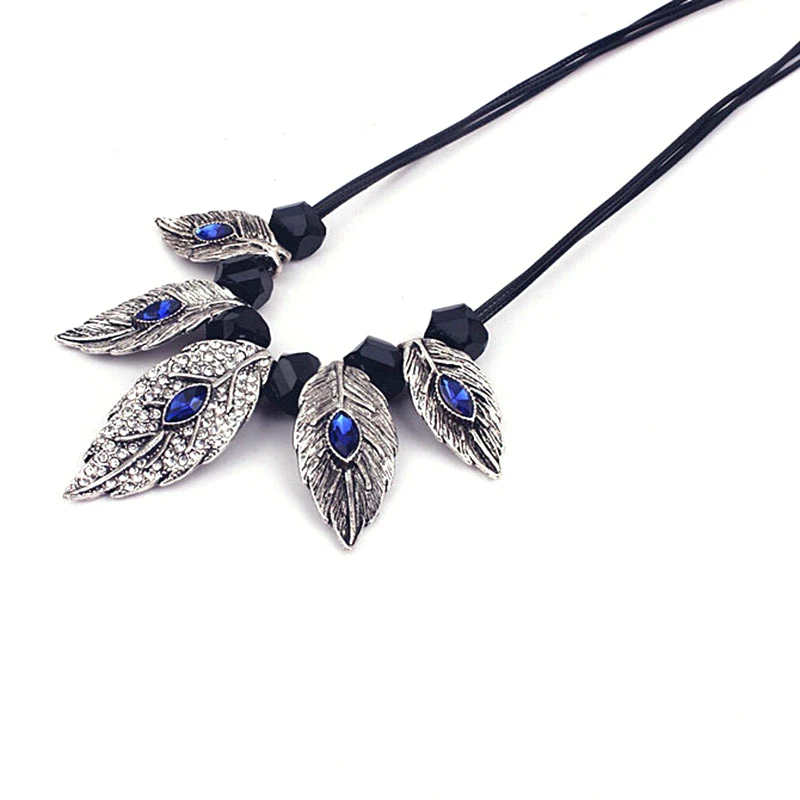 Модные ювелирные изделия серебряный лист длинный свитер ожерелье кулон