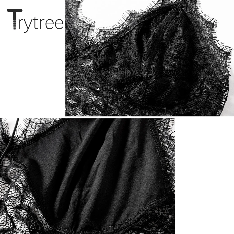 Trytree женский укороченный топ из полиэстера на бретелях летний кружевной без