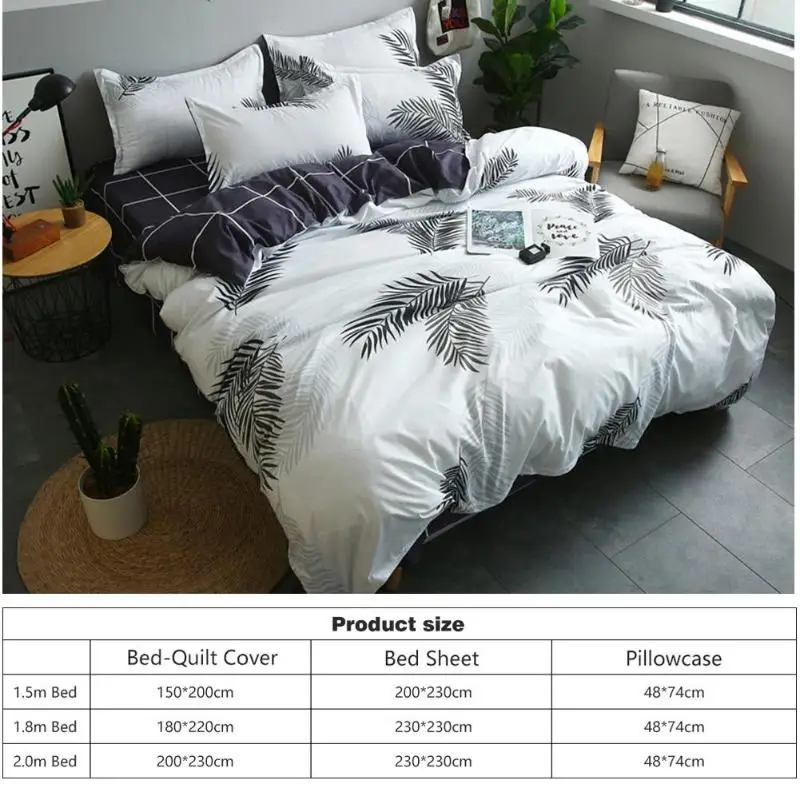 4 шт. простой стиль пододеяльник простыня Комплект постельного белья с принтом