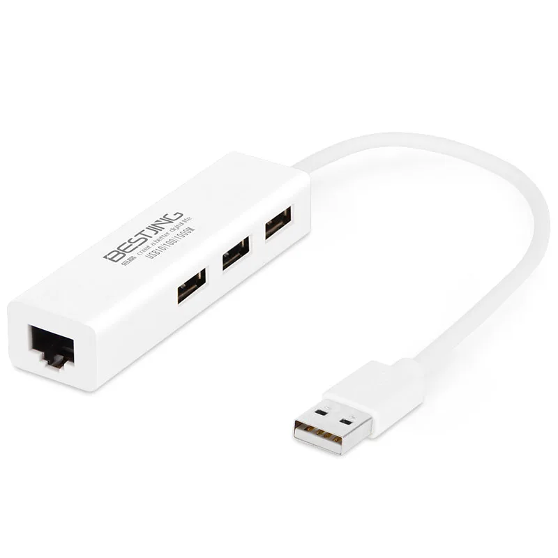 Bestjing USB Ethernet адаптер 3-Порты и разъёмы 2 0 для RJ45 Портативный центр данных Mac ПК