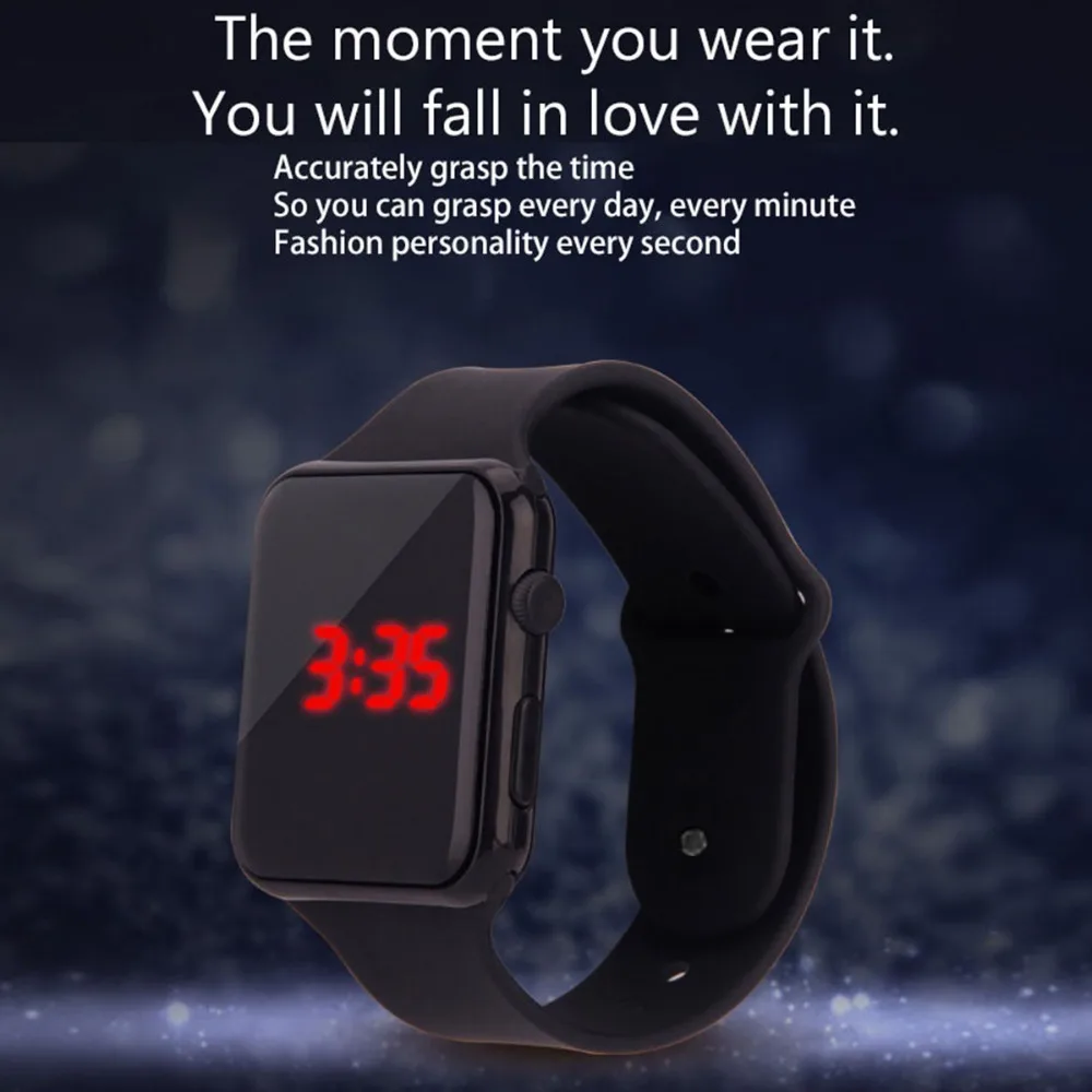 

2019 Fashion rectangle Dial Design students Fine Sport Rubber Digital LED watches Fashion Children Outdoor Wrist reloj mujer