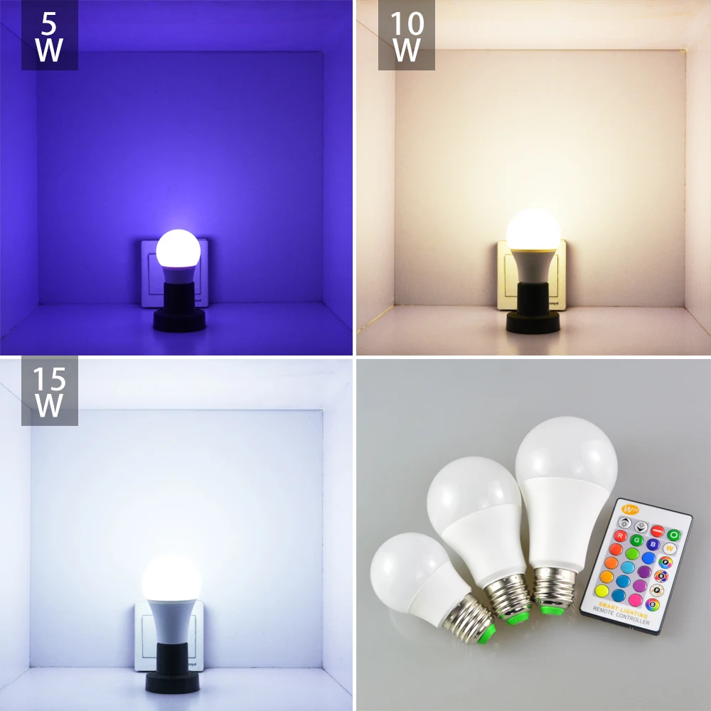 B22 E27 светодиодный светильник 5 Вт 10 15 16 меняющих цвет RGB волшебный 85 265 в 120 220 В