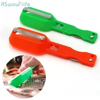 2pcs stainless steel descaler plastic fish scale planer with cover multi function kitchen convenient fast sharp tool