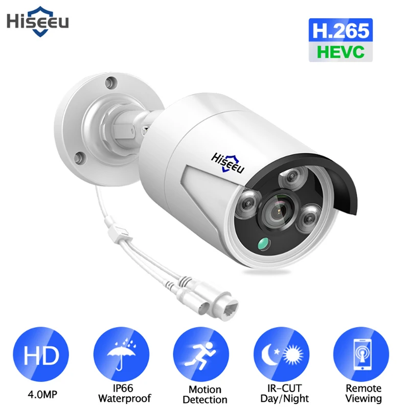 Hiseeu HB624 IP камера 4.0MP Pixel IP66 водонепроницаемый дизайн Обнаружение движения ИК вырез