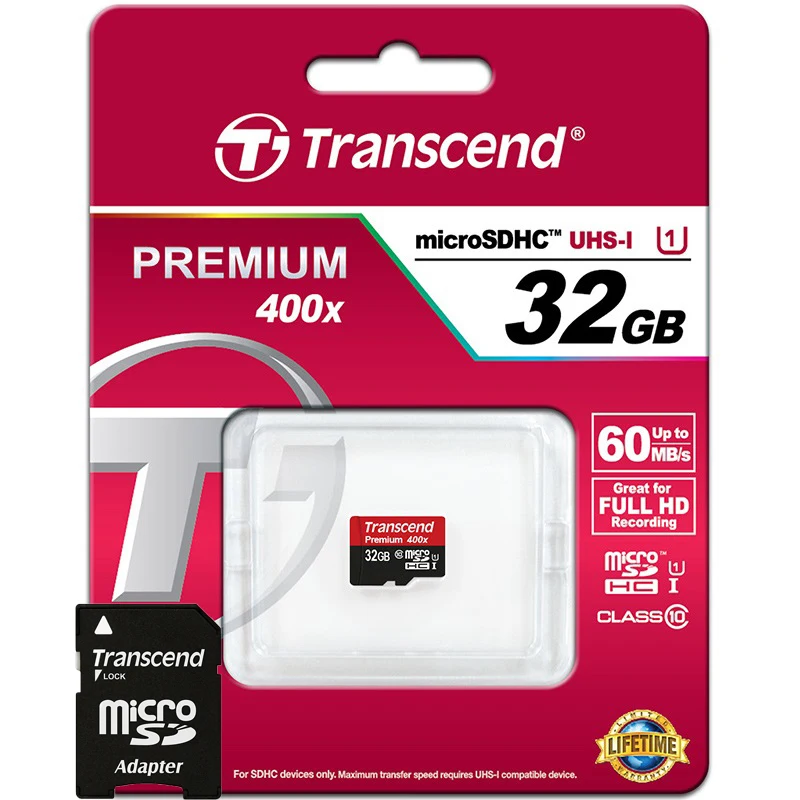 Бренд Оригинальной Настоящее Transcend 64 ГБ 32 16 MicroSD MicroSDXC Micro SD SDHC SDXC Карты 400X class 10 UHS-1 TF
