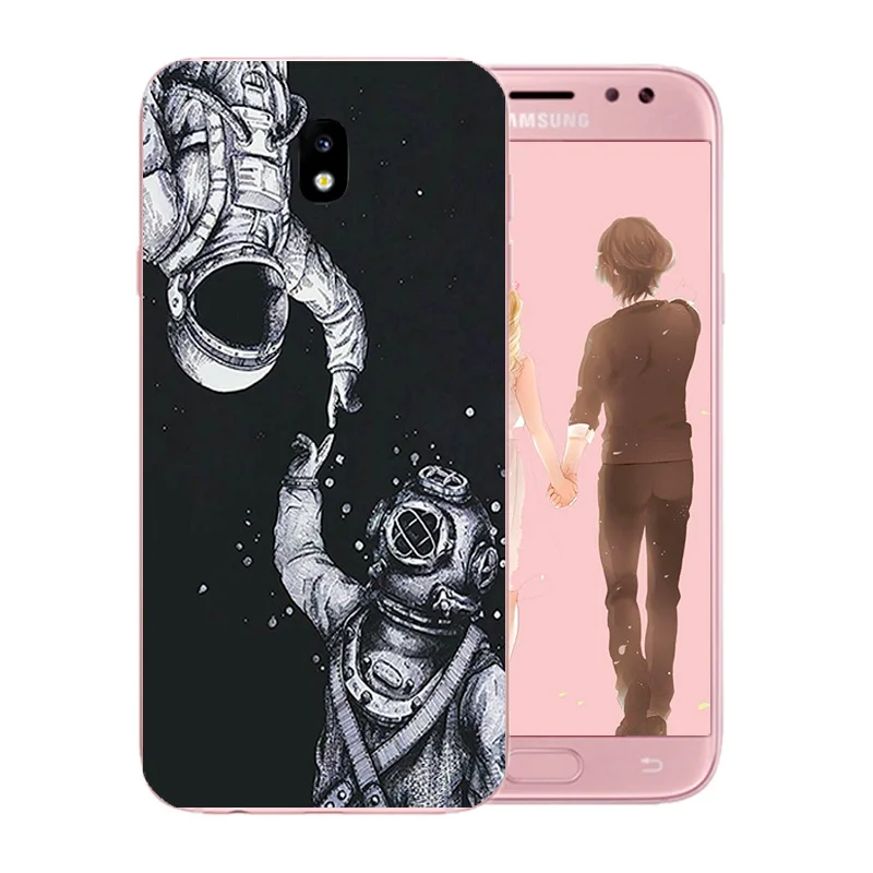 For Galaxy J7 2017 Phone Cases Soft TPU Space Moon Pattern Funda for EU J730 730 J730F/DS J730FM/DS SM-J730FM Matte Shell |