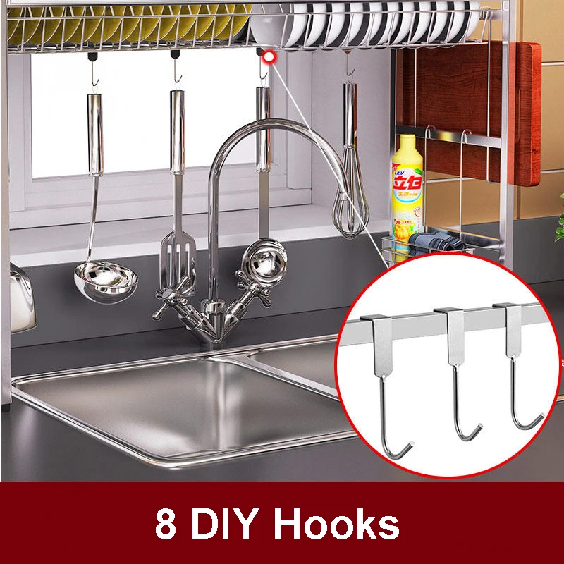 Новый двухслойный кухонный стеллаж для посуды 304 нержавеющая сталь сушилка