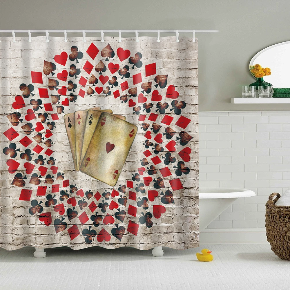 

casino decoration shower curtain bathroom curtain polyester fabric waterproof curtain bathroom cortina de bao 3d
