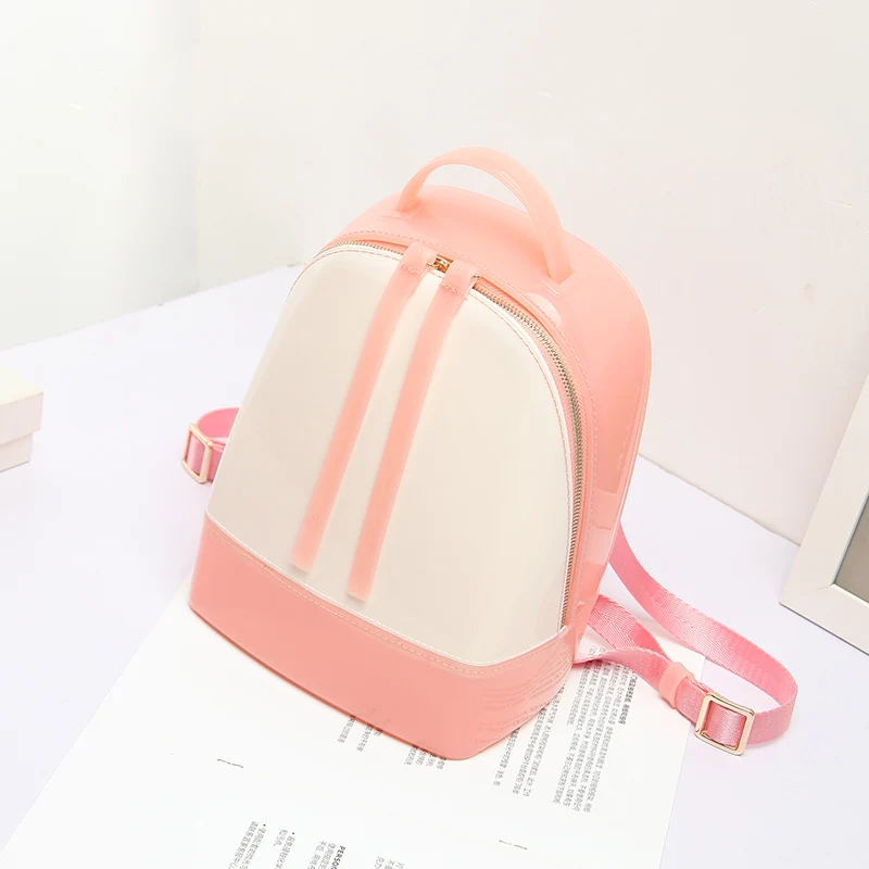 Pink White BENVICHED Модный женский милый силиконовый рюкзак, женские дорожные сумки для девушек, школьная сумка для конфет, Дамская Водонепроницаемая Желейная сумка L027 - Цвет: Pink White
