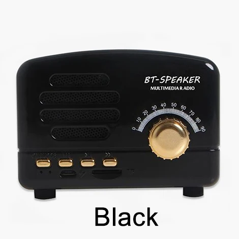 Black Ретро Bluetooth динамик FM радио беспроводной портативный мини супер бас Музыка громкий динамик s 2 канала для компьютера телефон Поддержка TF - Цвет: Black