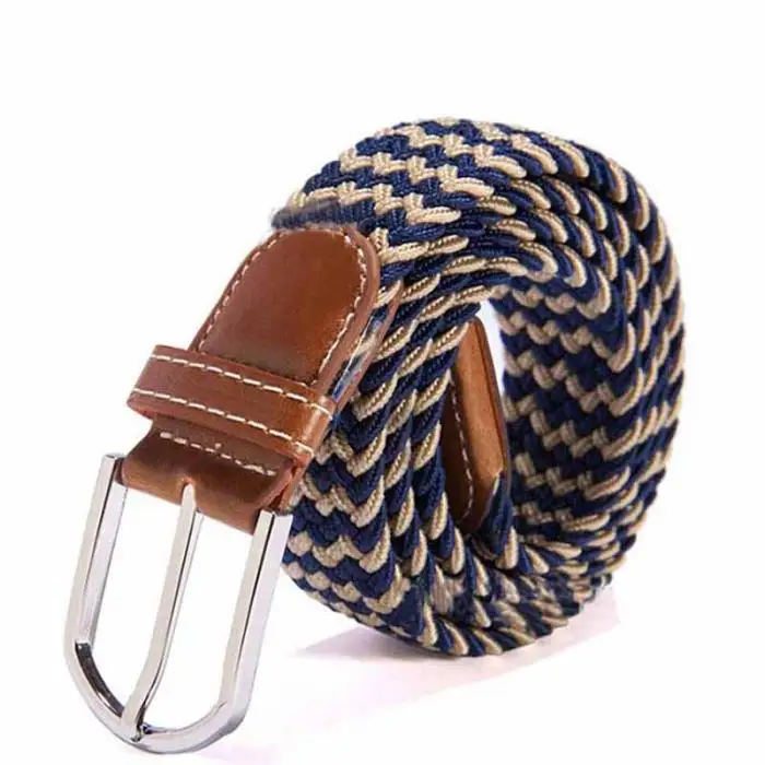 Fashion Men Elastic Stretch Waist Belt Braided Woven PU Leather Belt New KNG88