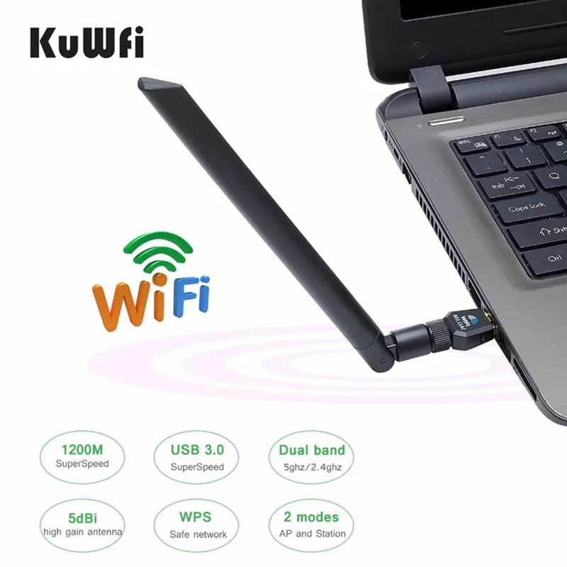 KuWfi USB Wifi адаптер 600 Мбит/с беспроводная сетевая карта Ethernet антенный приемник