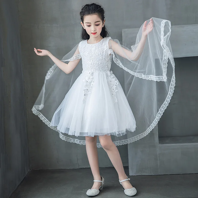 Белое платье для девочек в цветочек свадебной вечеринки Летняя накидка малыш