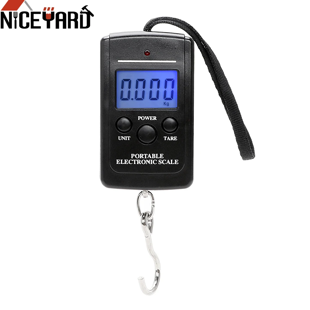 NICEYARD 40 кг/88lb Портативный рыболовные Весы электронные высота подъема крюка Чемодан весы мини ЖК-дисплей Дисплей взвешивания цифровой