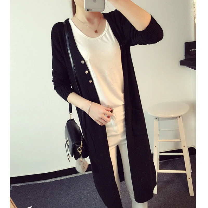 Тонкие осенние женские куртки свитер кардиган Пальто для будущих мам 2017 вязаный
