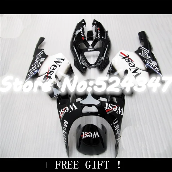 Mobil Западная Белый Черный Полный Обтекатель для KAWASAKI Ninja ZX7R 96 03 ZX 7R1996 2003 7R 97 98 99 00 01 02