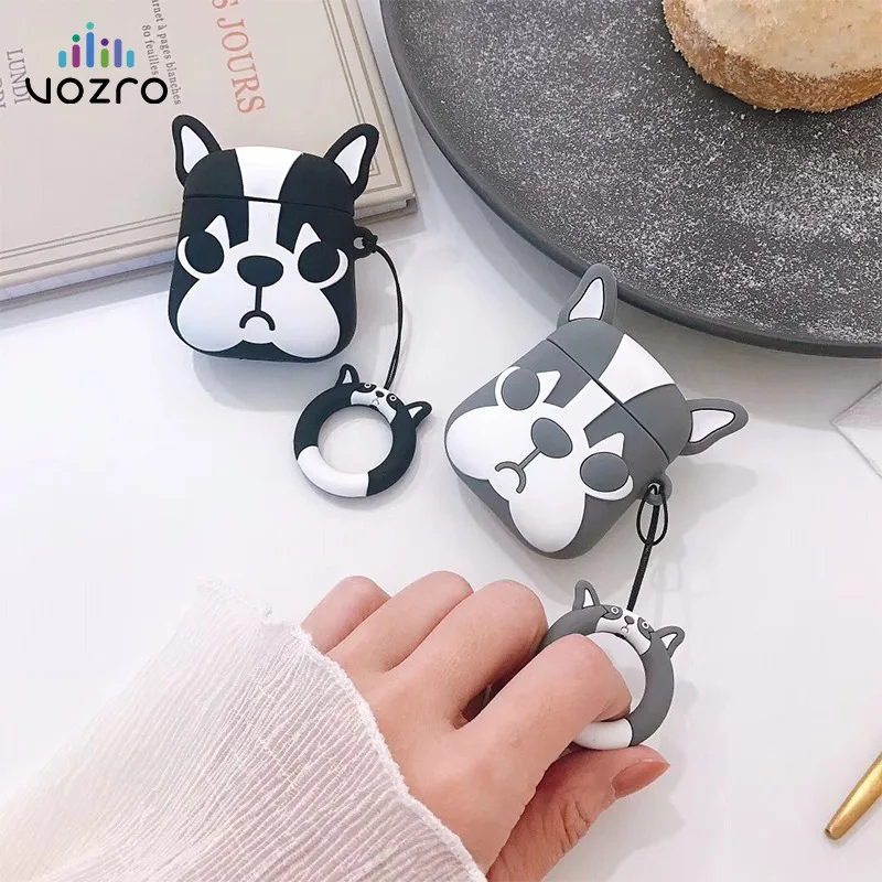 VOZRO French Bulldog Wireless Bluetooth Earphone Case For Apple Airpods Silicone Headphones Cases For Airpods 2 Protective Cover