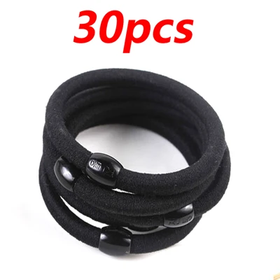 A-30pcs black 30 шт., черный головной убор для девочек, эластичные резинки для волос, конский хвост, держатель для волос, резинки для волос, эластичная резинка для волос, аксессуары для волос для женщин - Цвет: A-30pcs black
