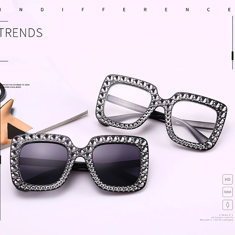 Женские солнцезащитные очки в винтажном стиле Квадратные прозрачные с