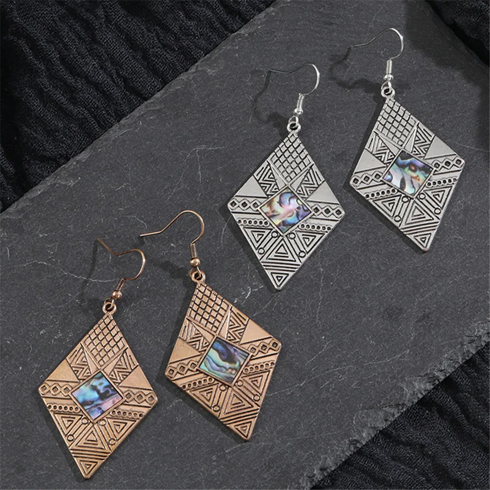 Fashion Vintage Bohemia Black Hollow Water droplets Round Circle arrow triangle Tassel Women's earrings Charm Ethnic jewelry