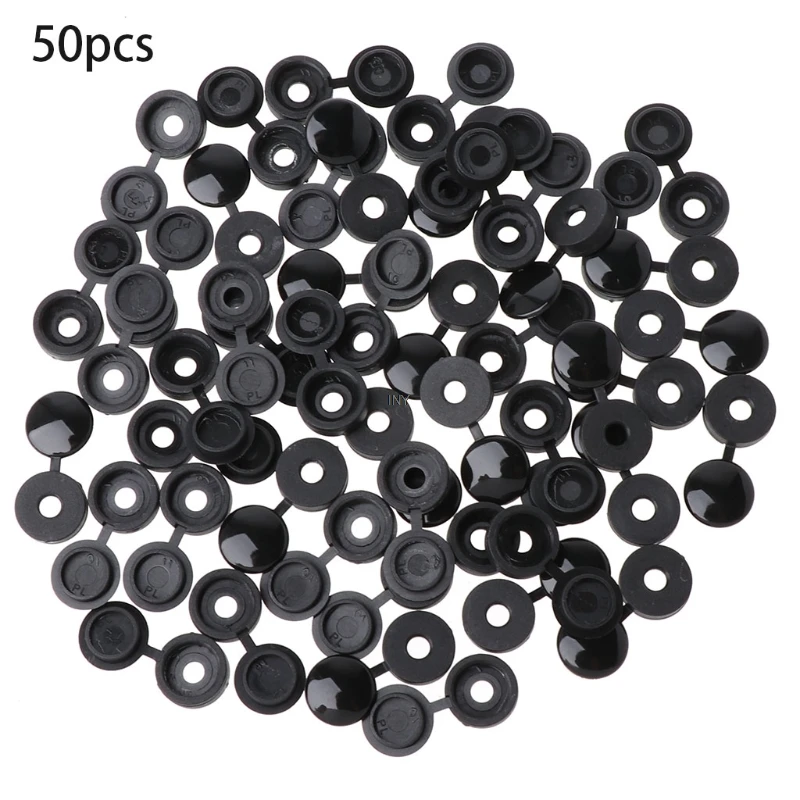 50Pcs Hinged Plastic Screw Cover Fold Cap Button For Furniture Decorative Cover
