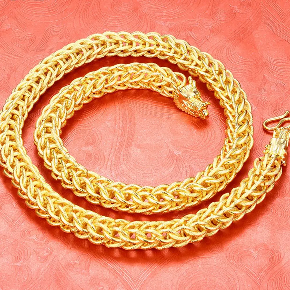 

Hip Hop Thick Necklace Chain Solid Yellow Gold Filled Mesh Chain Mens Jewelry