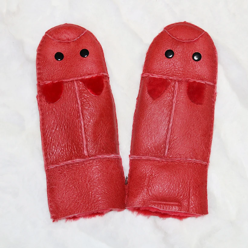 Женские зимние милые перчатки из натуральной кожи с натуральным мехом|gloves warm|cute