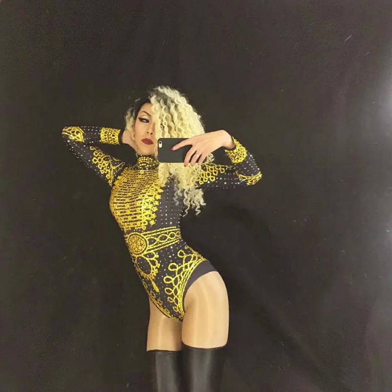 Новый модный костюм beyonce со стразами сексуальный блестящий комбинезон с