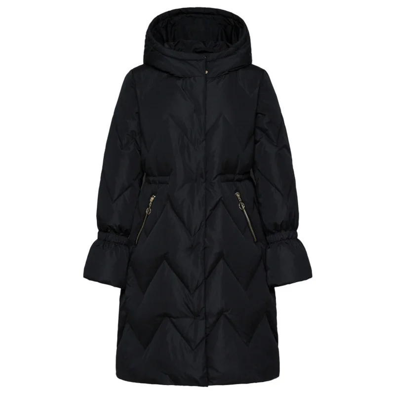 Стеганое длинное пуховое пальто SEMIR с капюшоном Женское зимнее на молнии