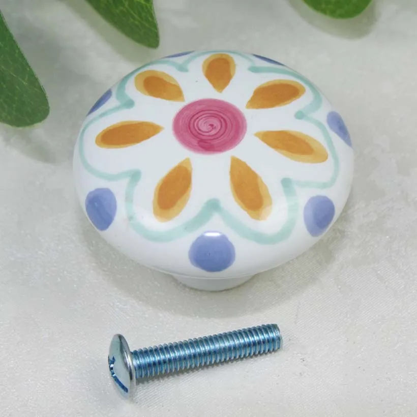 

38mm Fashion colorful ceramic modern furniture knobs white orange porcelain drawer cabinet dresser cupboard knobs pulls handles