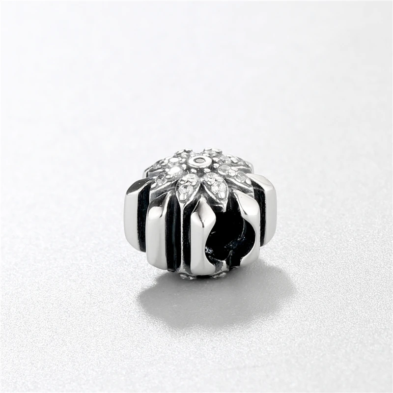 925 Sterling-Silver-Jewelry CZ Flower beads Fit European Charm Bracelet For women's New Year Christmas Gift X448-50 | Украшения и