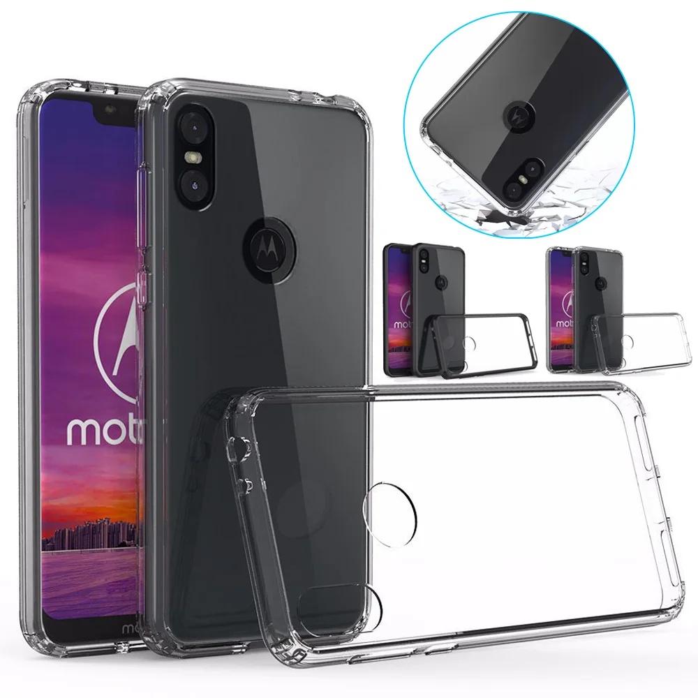Slim Thin Hard Transparent Clear Case Soft TPU Edge &amp Acrylic Back Anti Scratch Shockproof Cover For Motorola One / P30 Play |
