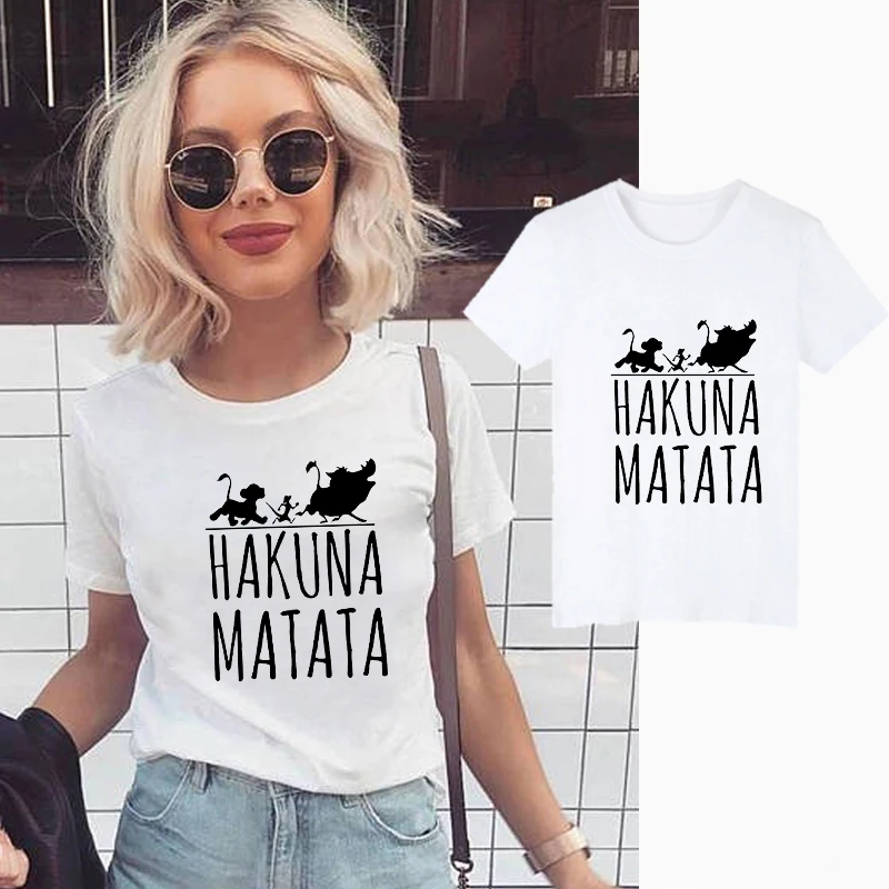 Showtly Hakuna Matata Women Harajuku Ullzang the lion king T-shirt Femme Homme Summer Tshirt Fashion Top Tee Female T Shirt