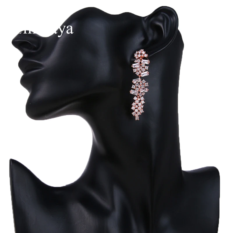 Женские Геометрические серьги EMMAYA элегантные в форме листа из циркония стразы