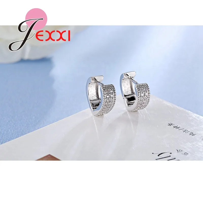 

New Arrival Woman Love Simple Earrings Micro Paved AAA Cubic Zircon 925 Sterling Silver Jewelry For Girls Wedding Party