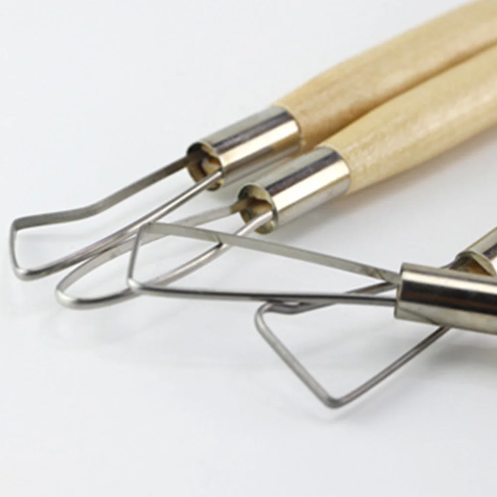 6pcs DIY Wooden Handle Durable Clay Tools Stainless Steel Double-Headed Shaping Spatula | Дом и сад
