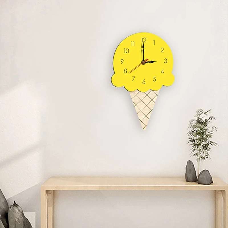 Nordic Ice Cream Wall Clocks Cartoon Mute Watch Home Decor Kids Room Decoration Cute Ornament Baby | Дом и сад