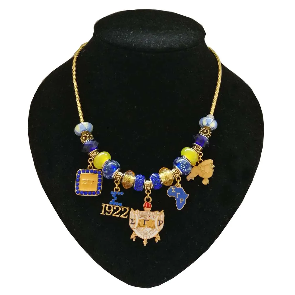 necklace Sorority Sigma Gamma rho Sorority шарик 1922 щит Шарм ожерелье браслет комплект ювелирных изделий - Окраска металла: necklace