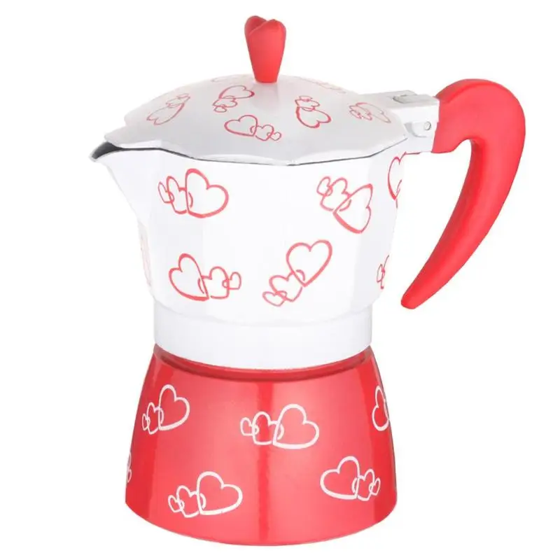 Кофейник Moka кофейник романтическое красное сердце алюминиевый сплав эспрессо мокко кофейный набор кастрюль Перколятор кофейник инструменты
