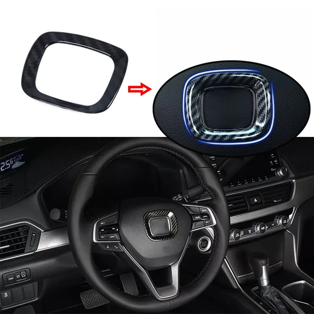 

JEAZEA ABS Carbon Fiber Car Interior Steering Wheel Frame Cover Trim For Honda Accord 2018