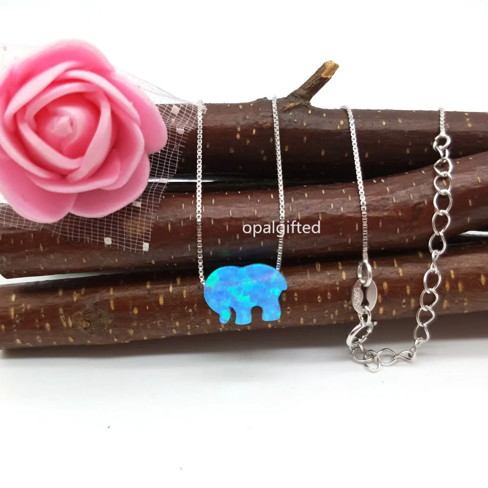 1 шт./лот 8 6X12 мм светло-голубой опал Слон с 925 пробы Серебряный синтетический