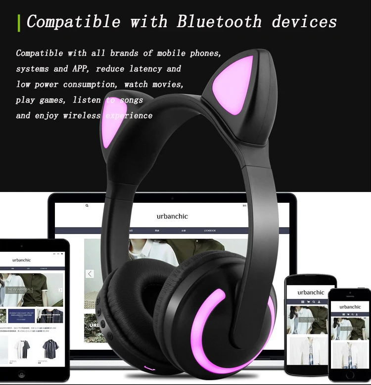 Bluetooth наушники, гарнитура, стерео беспроводные наушники, Bluetooth гарнитура Cat с микрофоном для мобильного телефона, ПК, музыки, игр
