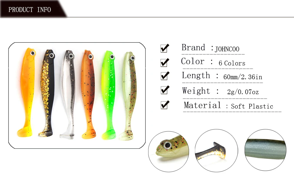 JOHNCOO 8 шт. Мягкая приманка рыбалка на сельдь червь 60 мм 2 г Iscas Artificiais Pesca силиконовая приманка воблеры для троллинга карпа приманки наживка