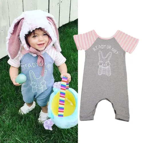 Комбинезон с короткими рукавами и рисунком кролика для новорожденных девочек