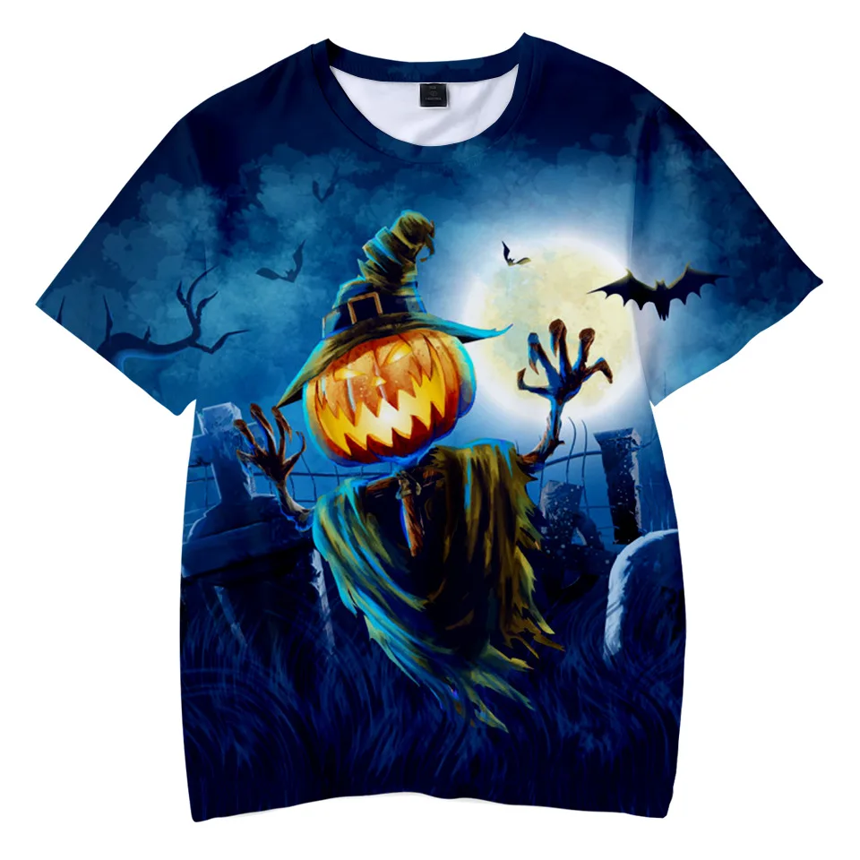 Halloween T shirt Новые детские крутые футболки с 3D принтом «Супер Марио» забавная лампа в виде тыквы на Хэллоуин для мальчиков и девочек, футболка в стиле панк с принтом черепа - Цвет: Halloween T shirt