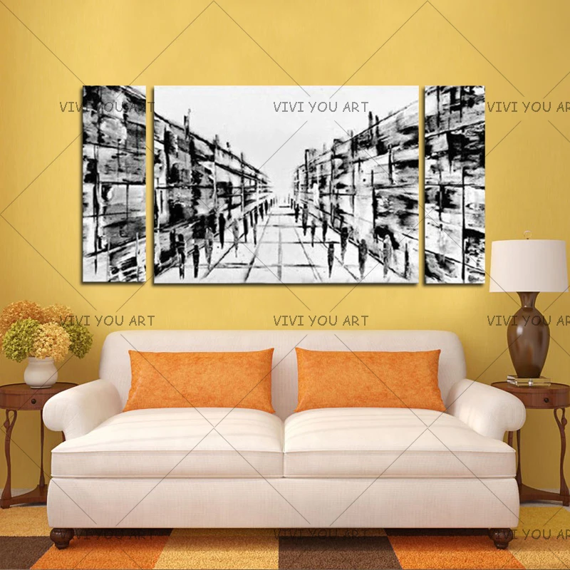 Новый ручной домашний декор холст художественная роспись Абстрактная городская