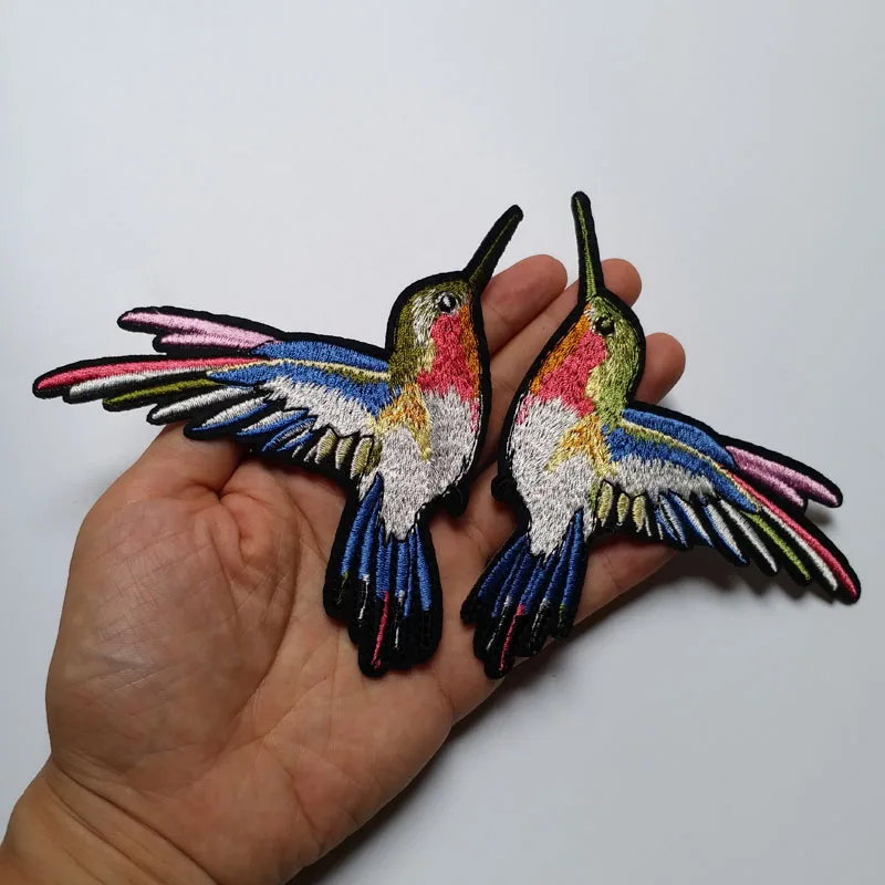 1pair birds Высокое качество нашивки "птицы" для одежды 3D авокадо вышитые нашивки DIY железо на цветы parches вышивка аппликация растения - Цвет: 1pair birds