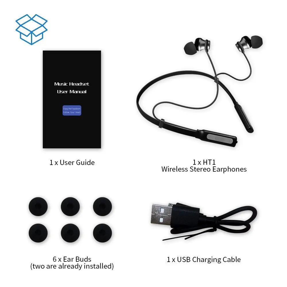 

HT1 waterproof Bluetooth headset wireless headset, sports headset, active noise reduction music iOS and Android