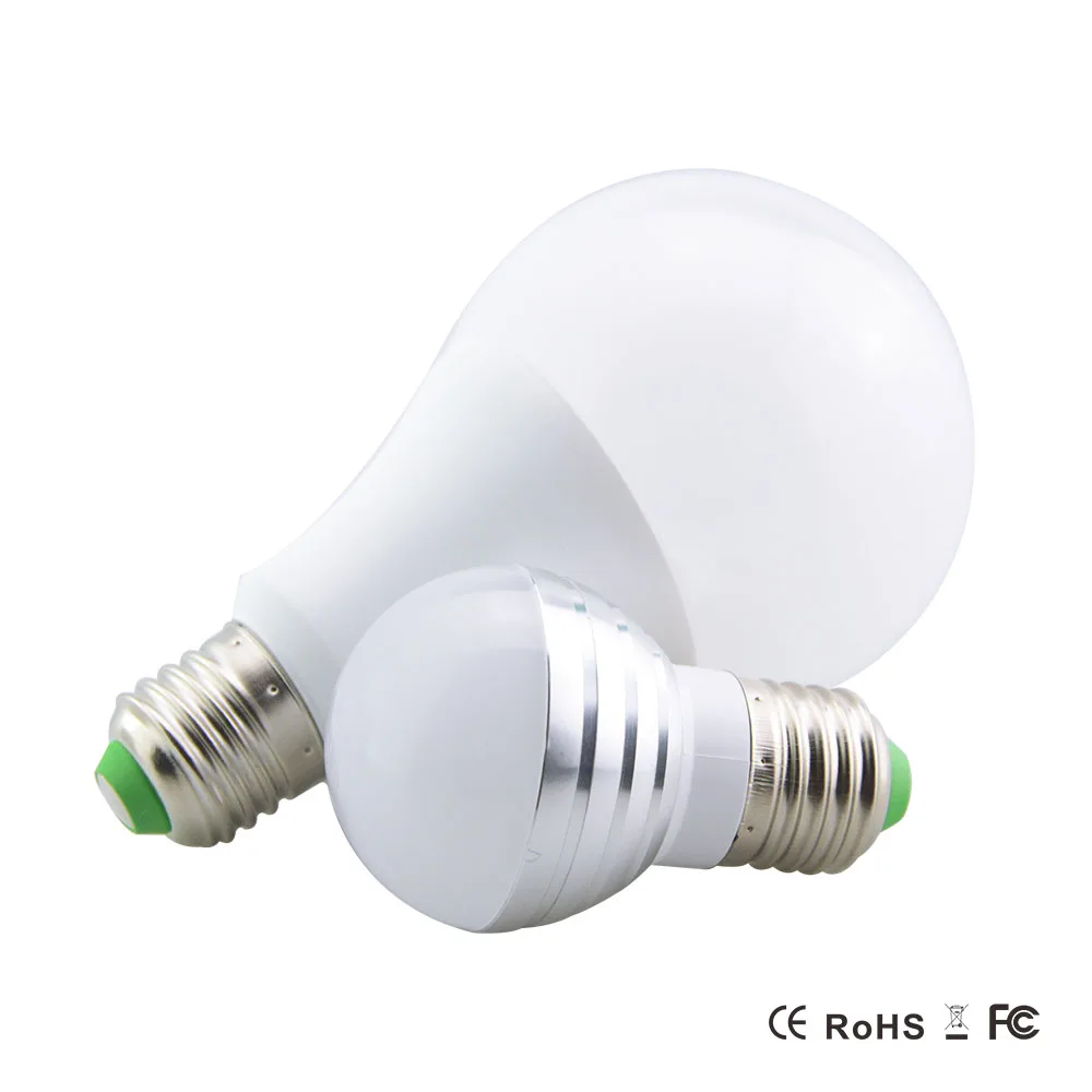 

E27 Dimmable RGBW Lamp Led Light Bulbs 5W 10W Colorful RGB Bulb 85-265V 110V 220V Chandeliers Led Light + IR Remote Controller