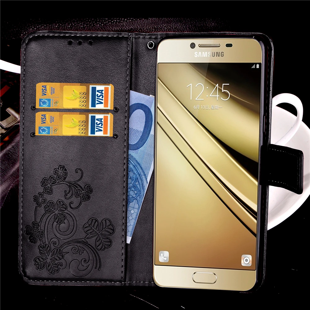 Ouzifish для Samsung Galaxy C7 Роскошный кожаный чехол C7000 флип Мягкий силиконовый Подставка